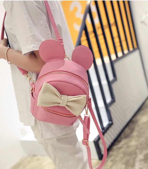 

2018 Spring New Style WOMEN'S Bag Korean-style Sweet Cute Mickey Ear Bow College Style Small Double Shoulder Bag
