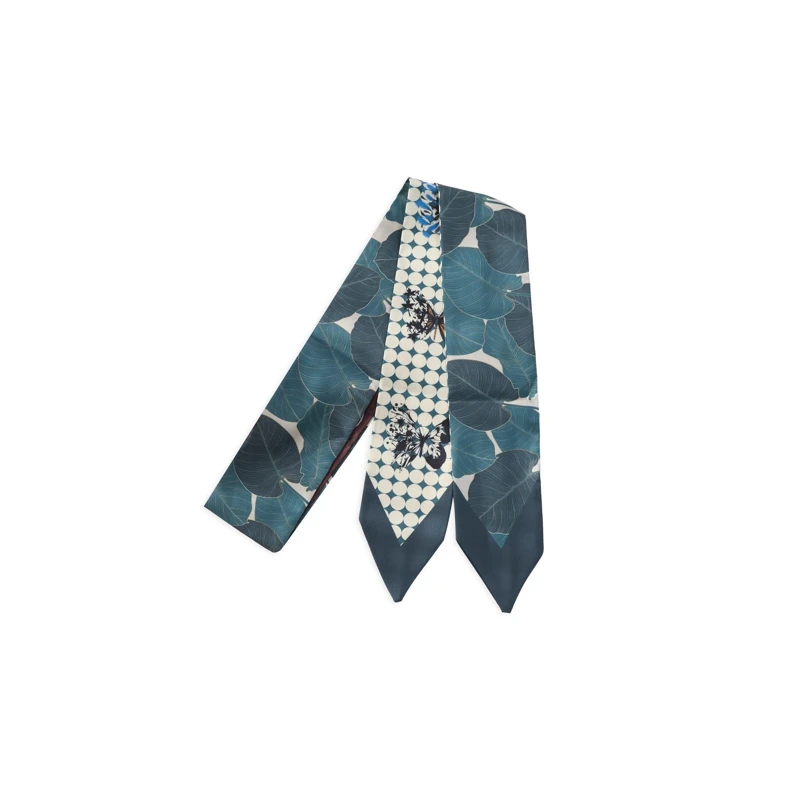 2021 New Summer 130*7 Ins Small Hairband Lovely Print Long Silk Scarf Wrist Ribbon Skinny Scarf For Women 5