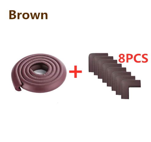 Brown-8pcs 2M Baby Safety Corner Protector Children Protection Furniture Corners Angle Protection Child Safety Table Corner Protector Tape - Цвет: Brown-8pcs