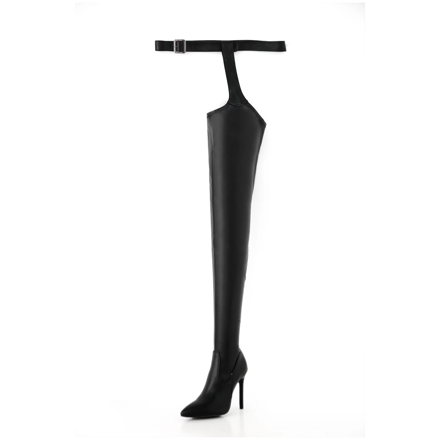 NIUFUNI/ботфорты выше колена из искусственной кожи высокого качества в стиле Рианны; высокие ботинки; пикантные женские ботинки с острым носком, пряжкой и ремешком на молнии