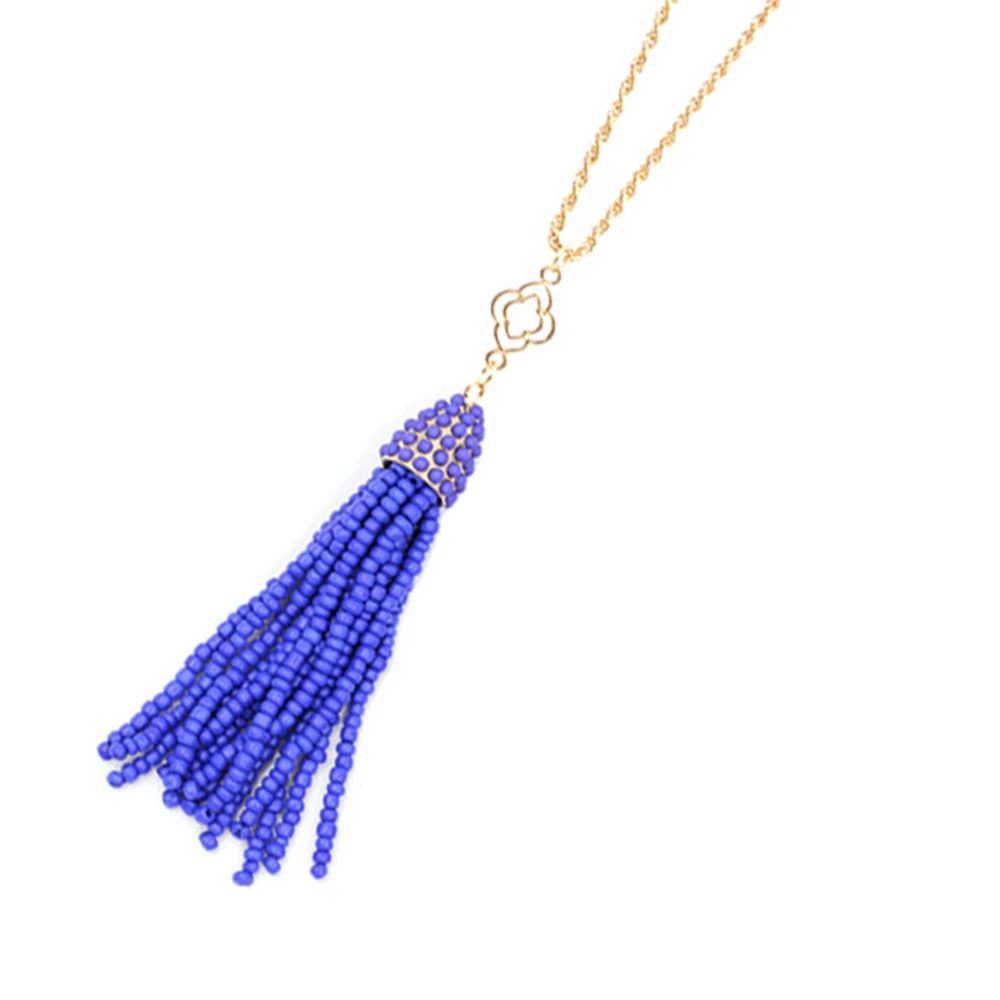 

2018 New Long Dangle Seed Beads Tassel Pendant Necklace Gorgeous Bohemia Fridge Pendant Necklace Women Fashion Jewelry Wholesale