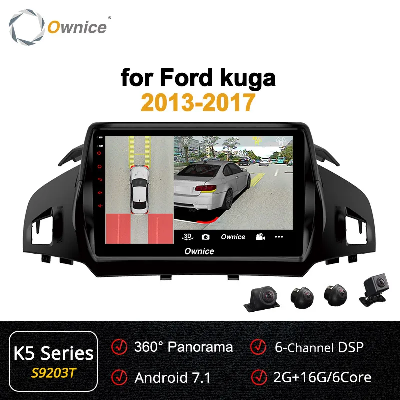Ownice K1 K2 K3 K5 K6 Восьмиядерный Android 9,0 автомобильный Радио плеер gps Navi для Ford Kuga 2013- 4G LTE DSP 360 Panorama - Цвет: S9203 K5 Series