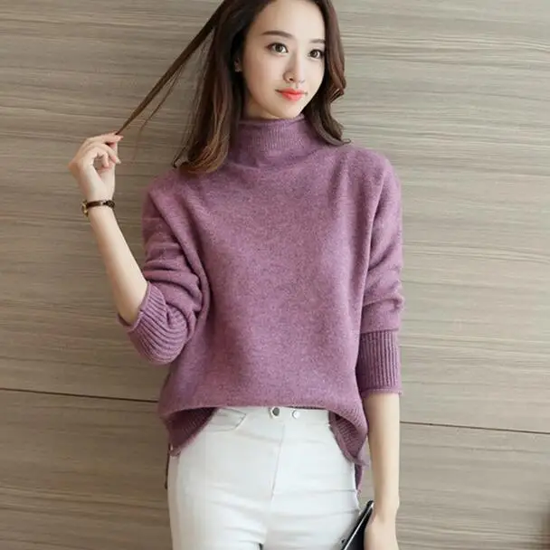korean style women 2020 turtleneck cashmere sweater women's slim knitted And Pullovers basic tops DF337 | Женская одежда
