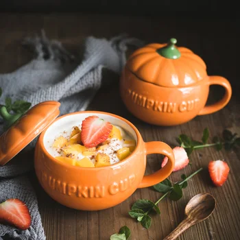 

Ins Halloween mug Pumpkin Milk Tea Breakfast Cup Ceramic Milk Cup Pudding Cup Yogurt mug