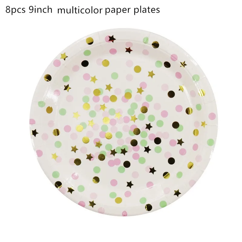 День рождения Свадебная вечеринка Декор; Цвет: розовый, золотистый; горячего тиснения Бумага полоса бумажный стаканчик, тарелка с флагами шарами для детей Baby Shower мальчик девочка подарок - Цвет: 14