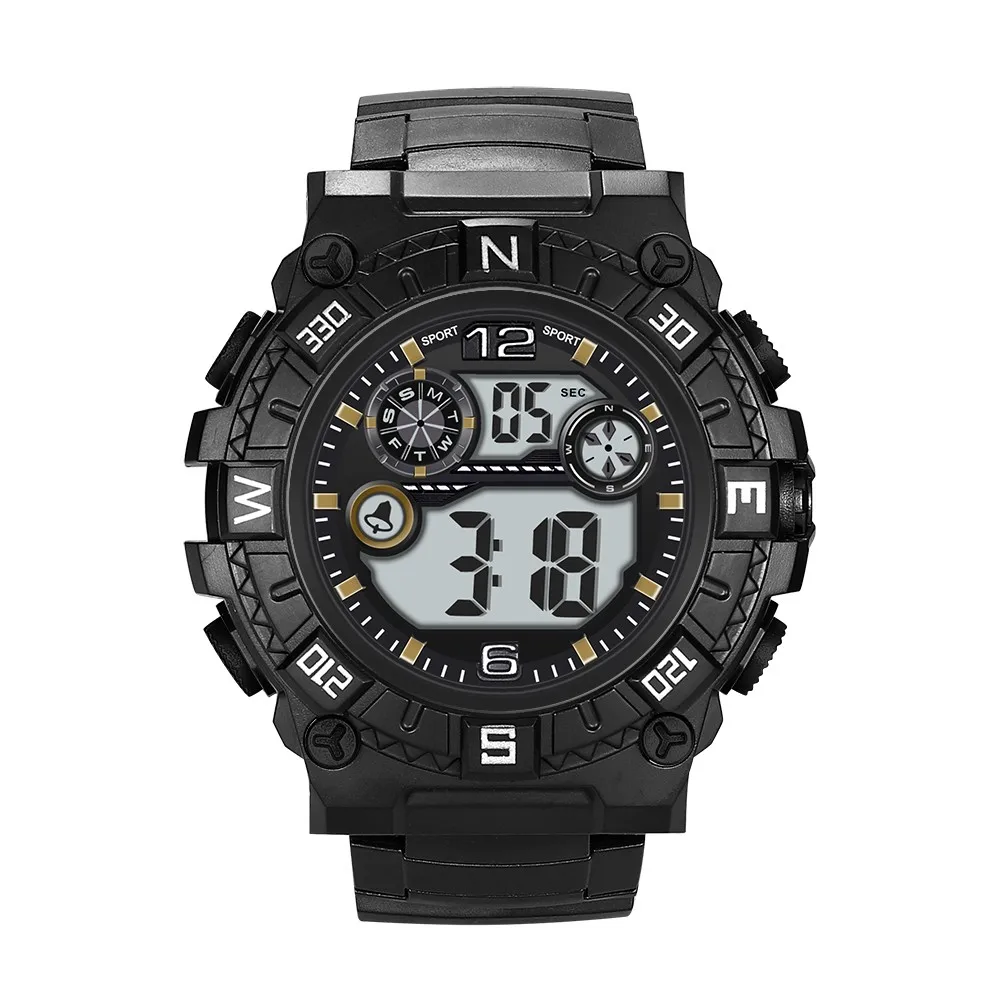 Модные высококачественные военные многофункциональные мужские часы 30 м спортивные водонепроницаемые электронные часы цифровые часы reloj hombre - Цвет: Черный