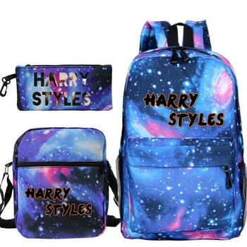

Backpack Harry Styles printed three-piece student bag backpack campus junior high school student bag outdoor leisure backpack
