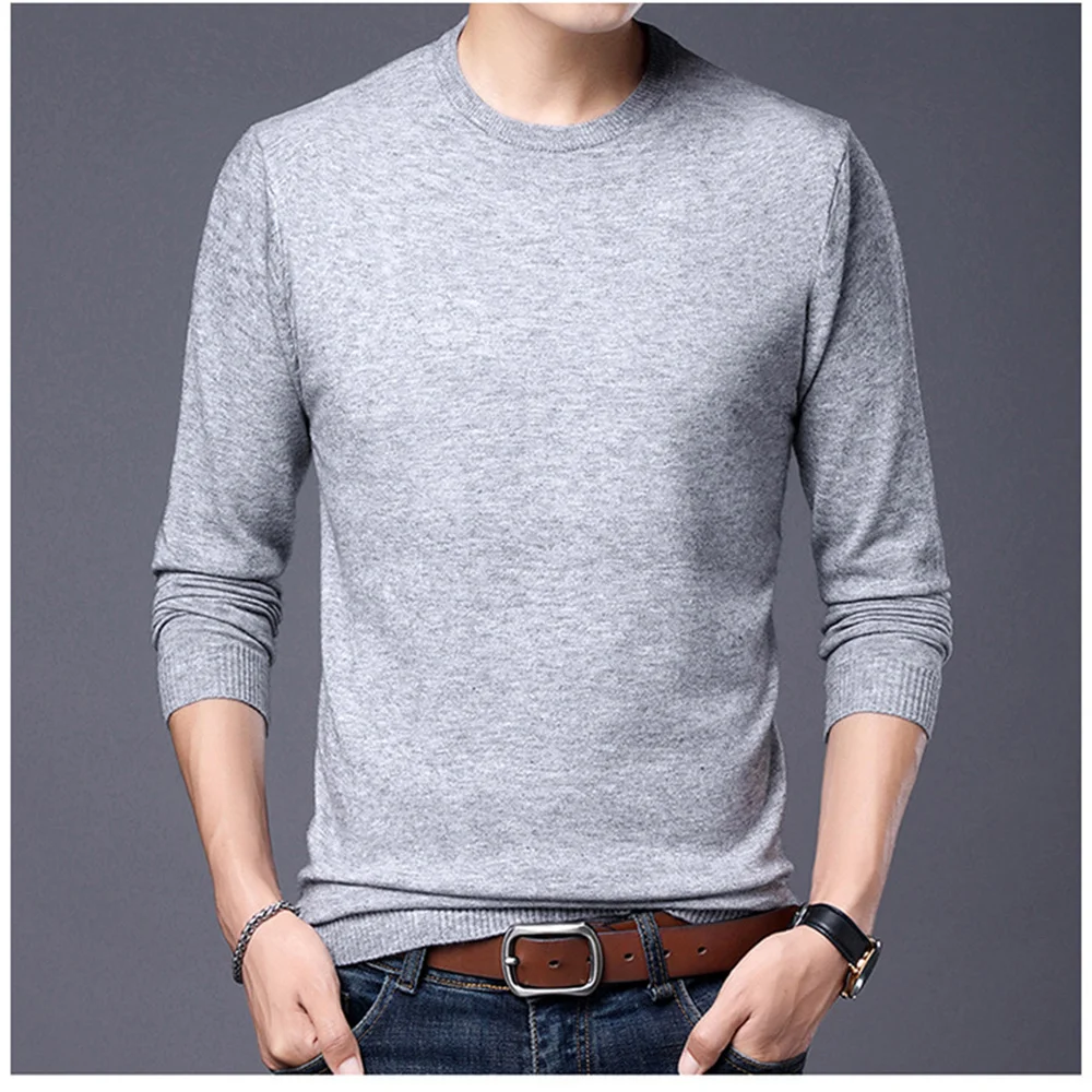 

Men's Low Collar Sweater New Arrive Spring Autumn Solid Soft Color Pllovers Business Fashion Slim Fit Plus Size 4XL MZM067