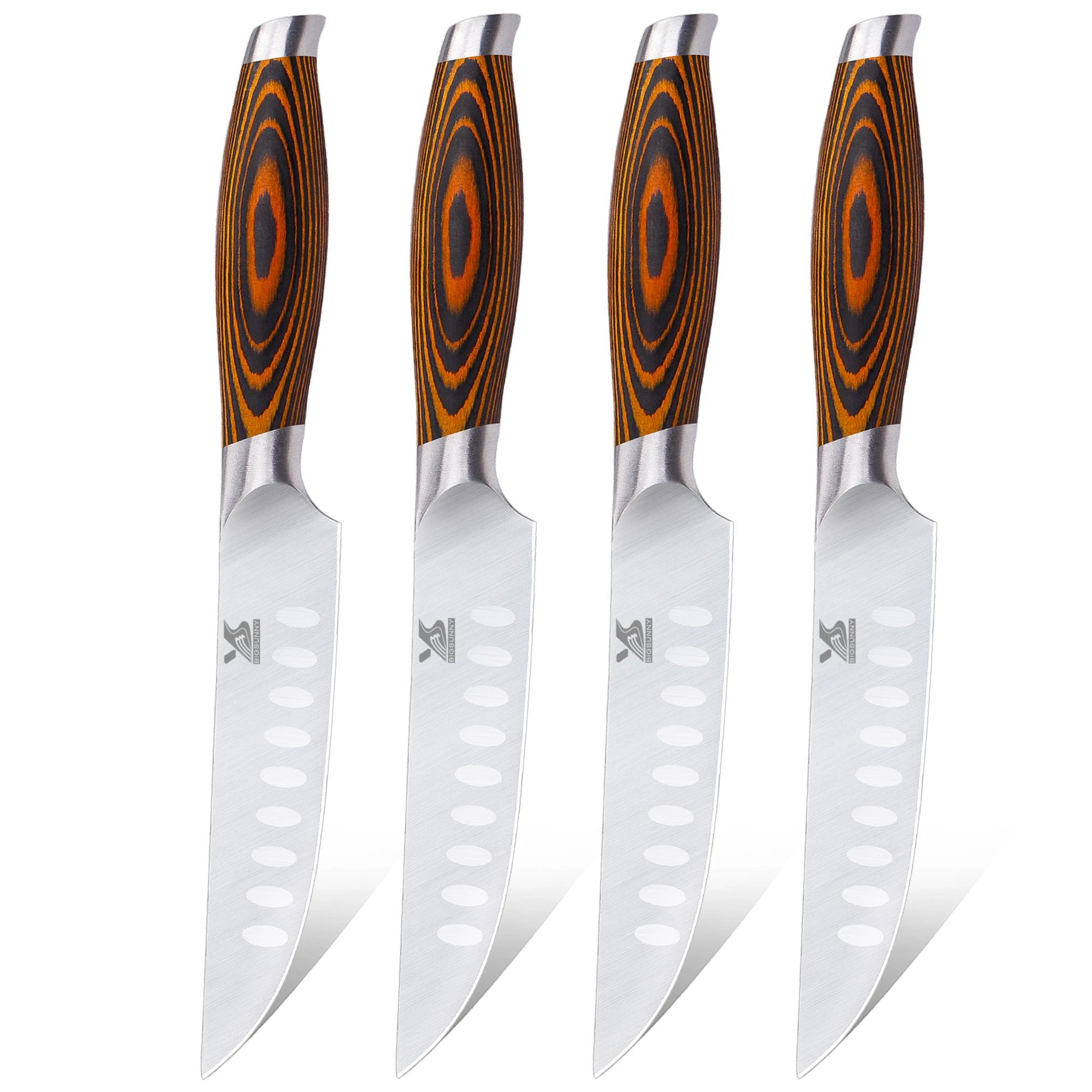  Kitchen Knife Sets, High Carbon Stainless Steel Knife Set with  Wood Case, 5-Piece Chef Knives with Ergonomic Triple Riveted Handle,  Rust-proof For Home and Restaurant Use, Easy to clean: Home 