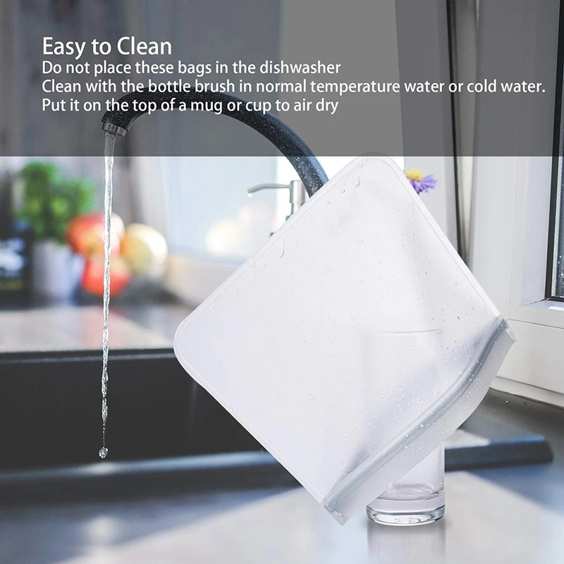 Reusable Storage Bags 10 Pack Leak Proof Freezer Gallon Bag- Extra Thick PEVA Ziplock Bags Sandwiches, Lunch, Kids Snacks, Vegg