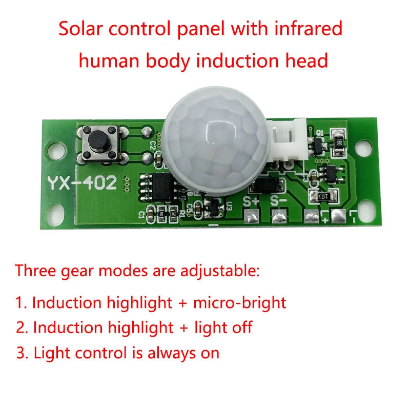 3.7V infrared human body induction solar light circuit board 3 modes PIR wall controller solar wall light control board