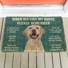 Vergeet Niet Labrador Retriever Honden Huisregels Deurmat Decor Print Tapijt Zacht Flanel Non-Slip Deurmat Voor Slaapkamer Veranda