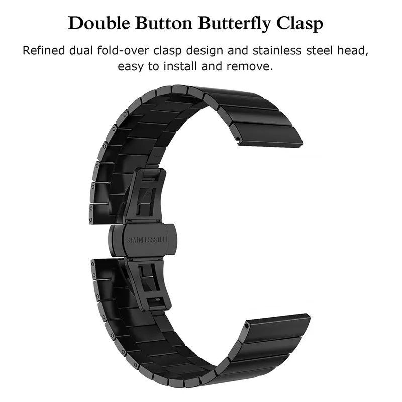 Watch Band for Huawei watch GT2 46MM smart watch Strap For GT 42mm stainless steel butterfly buckle Loop 22mm replacement strap