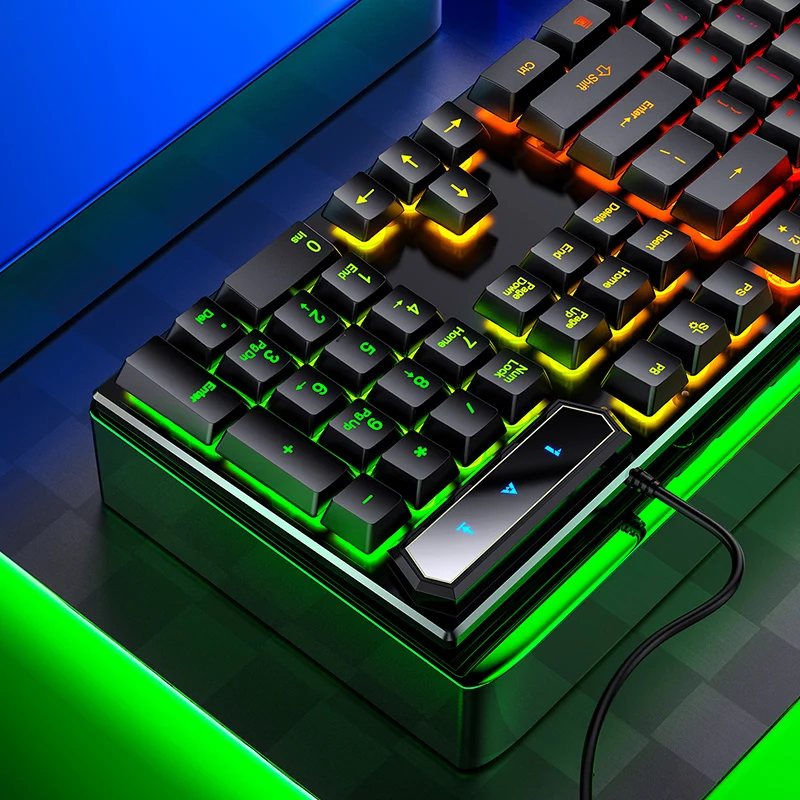 RGB клавиатура с смешанной подсветкой плавающие клавиши USB Проводная игровая 104