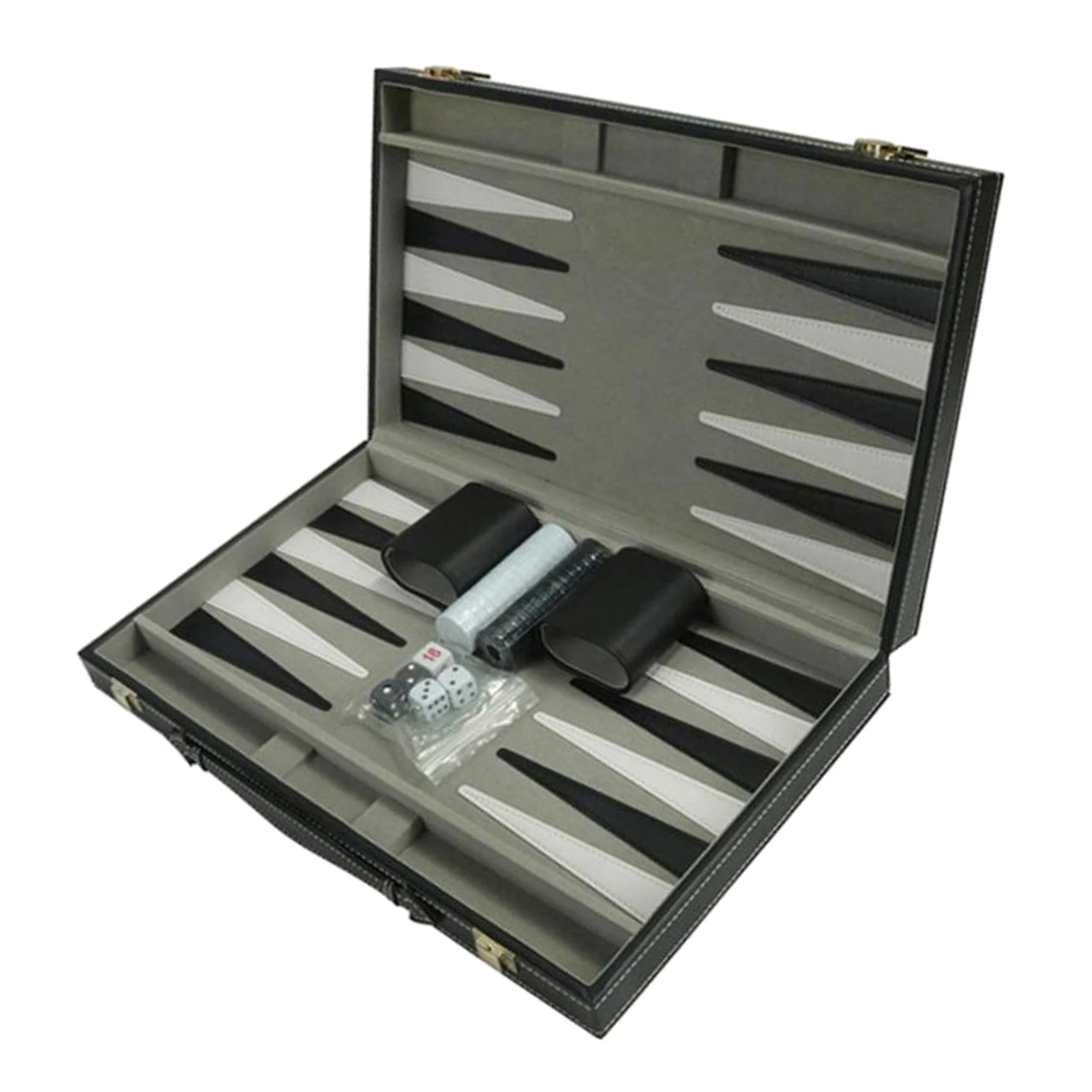 Premium Medium Collapsible Backgammon Board Game Set PU Leather Case Classic Portable Travel Board