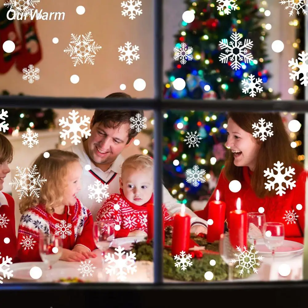 

OurWarm Christmas Snowflake Window Wall Stickers New Year Decoration for Home 48pcs Winter Stickers Party Supplies