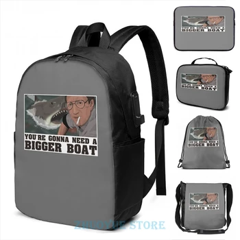 

Graphic print You're Gonna Need A Bigger Boat - Jaws USB Charge Backpack men School bags Women bag Travel laptop bag