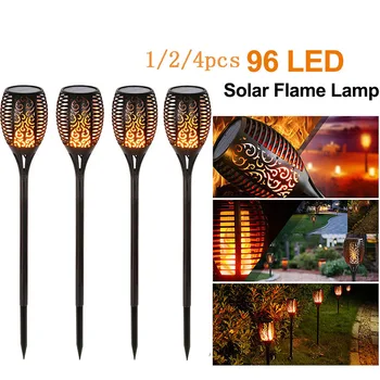 

96 Led Solar Flame Lamp IP65 Waterproof For Garden Landscape Decor Garden Lawn Torch Light Landscape Lights 1/2/3/4Pcs