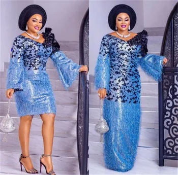 

Blue Color Jacquard Fabrics with Feature Brocade Lace Fabric African French Tulle Mesh Lace Fabric for Party Wedding L3026B
