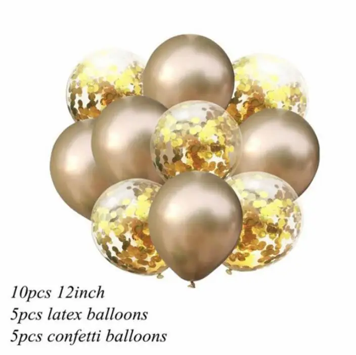 12 дюймов металлические цветные латексные шары конфетти микс 10 шт гелиевые надувные шары шар на день рождения, свадьбу, вечеринку - Цвет: metal gold series