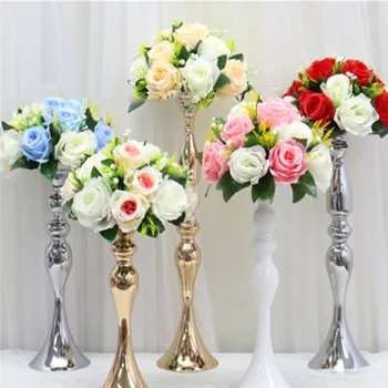 

Gold Candle Holders Length 37.5cm Metal Candlestick Flower Vase Table Centerpiece Event Flower Rack Road Lead Wedding Decor