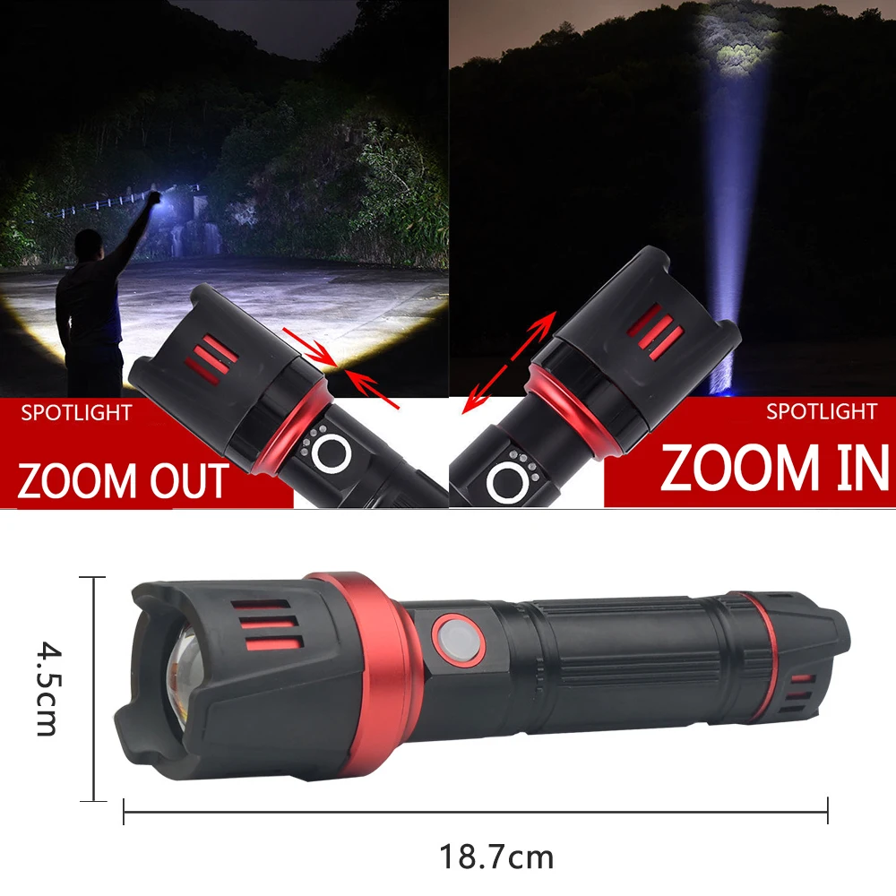 ZHIYU 2020 NEW XHP90 Ultra Powerful 26650 LED Flashlight USB Rechargeable LED Torch Tactical Zoom Light for Camp Fishing, Hiking