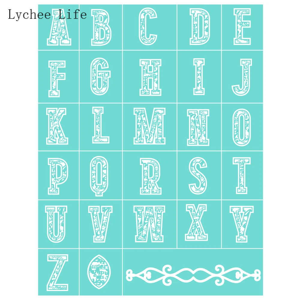 Lychee Life Alphabet Self-Adhesive Silk Screen Printing Stencil Mesh Transfers For T-Shirt Diy Home Decoration
