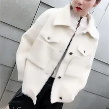 2019 Mooirue Winter tweed Katoen Vrouwen Warm blazers Vrouwelijke oversized Jassen Casual Gat Pocket Jas Wit Dames Bovenkleding S0005(China)