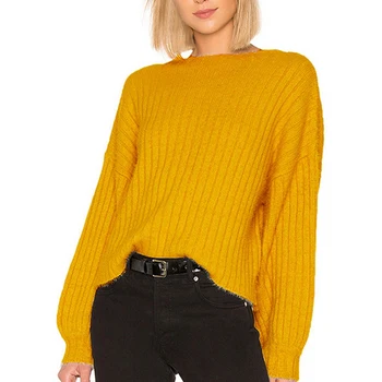 

Autumn Oversize Sweater Women O-Neck Long Sleeve Solid Color Sweater Knitted Wild Temperament Pullovers Top M-2XL
