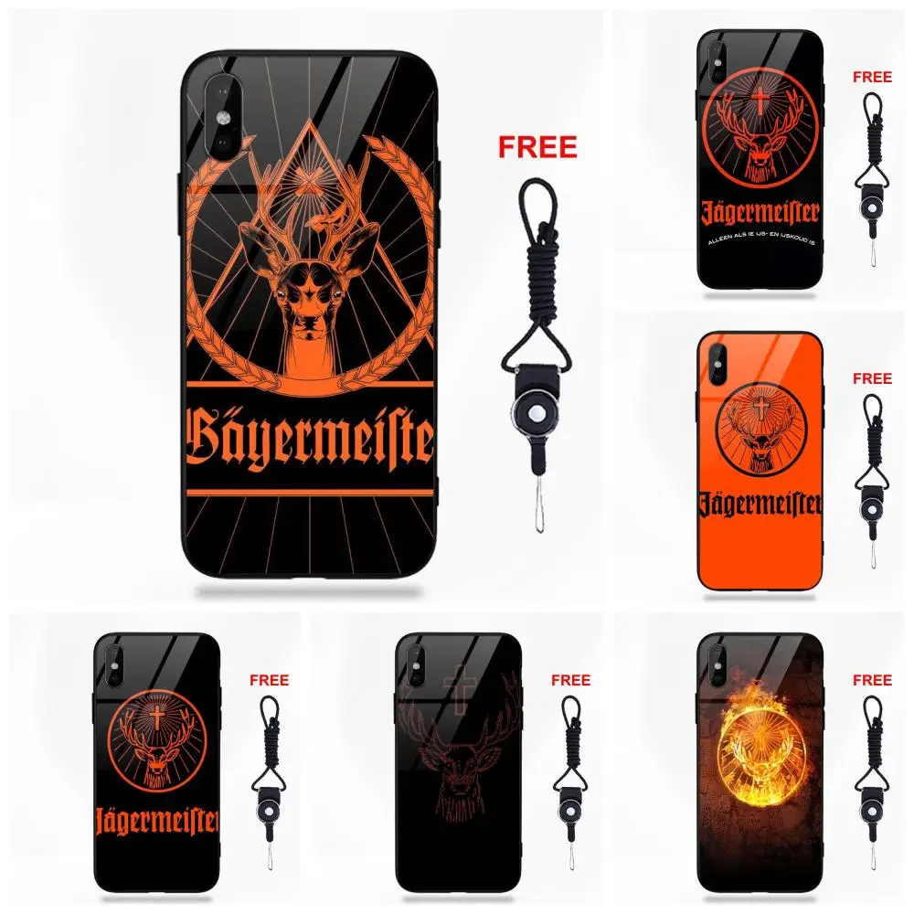 

Jagermeister Logo Beer Soft TPU Frame+Tempered Glass Covers Case For Apple iPhone 5 5C 5S SE 6 6S 7 8 Plus X XS Max XR