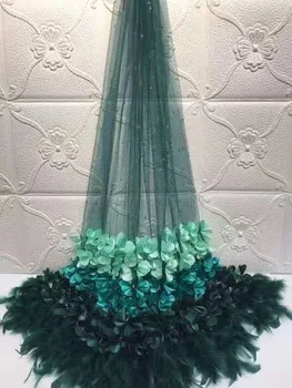 

Teal 3D Flower French Lace Nigerian Lace Fabrics African Lace Fabric 2019 High Quality Tulle Net Lace for Party Dress