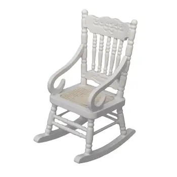 

1/12 Wooden Mini Dollhouse Rocking Chair Model Toy DIY Miniature Scenery Accessory For Dolls House Accessories Decor Toys New