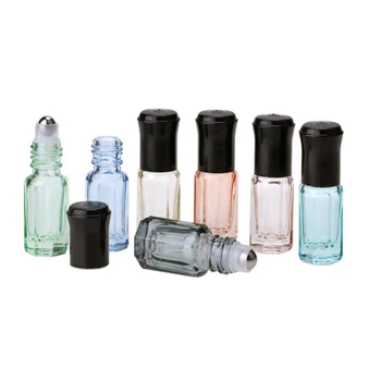 

New 3ml Mini Perfume Roller Bottle With Black Lid Makeup Refillable Bottles Thick Glass Essential Oil Empty Bottle