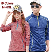 M-6XL Треккинговая рубашка для женщин и мужчин размера плюс с длинным рукавом Верхняя одежда альпинистская летняя Осенняя футболка быстросохнущая походная рубашка