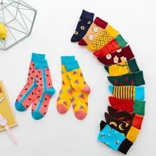 Женские носки с забавным милым принтом Harajuku, корейские японские носки для женщин и девочек, модные хлопковые уличные носки без пятки с фруктовым принтом