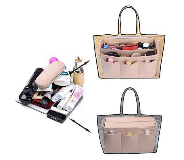 Deago Handbag Organizer Felt Insert Bag in Bag with Zipper Purse