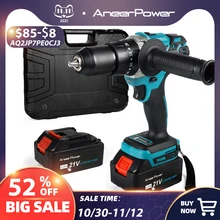 Taladro eléctrico inalámbrico con batería recargable sin escobillas, destornillador de impacto de 2 velocidades para pesca en hielo, 21v, Portabrocas de 13MM