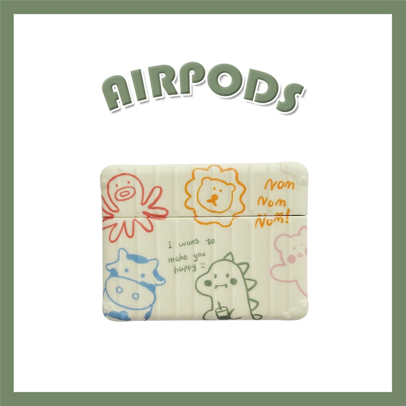 Cute Soft Headphone Cover for AirPods Case Animal Dinosaur Apple Airpods pro Shockproof Earphone Accessories | Электроника