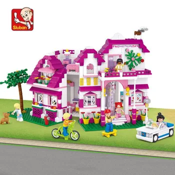 

762 Piece Baby Play House Blocks Plastic Model Building Kits Pink Style Building Blocks For Girls More Than 6 Years N0536