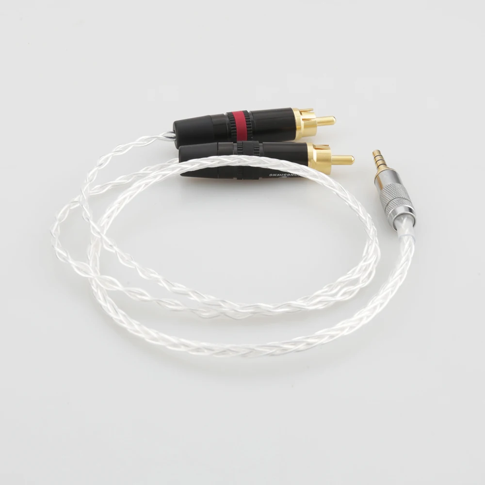 Audiocrast Hi end 3 5mm Balanced Male to RCA Plug Aux Cable 19x 0 1mm Silver Wire Headphone Amp