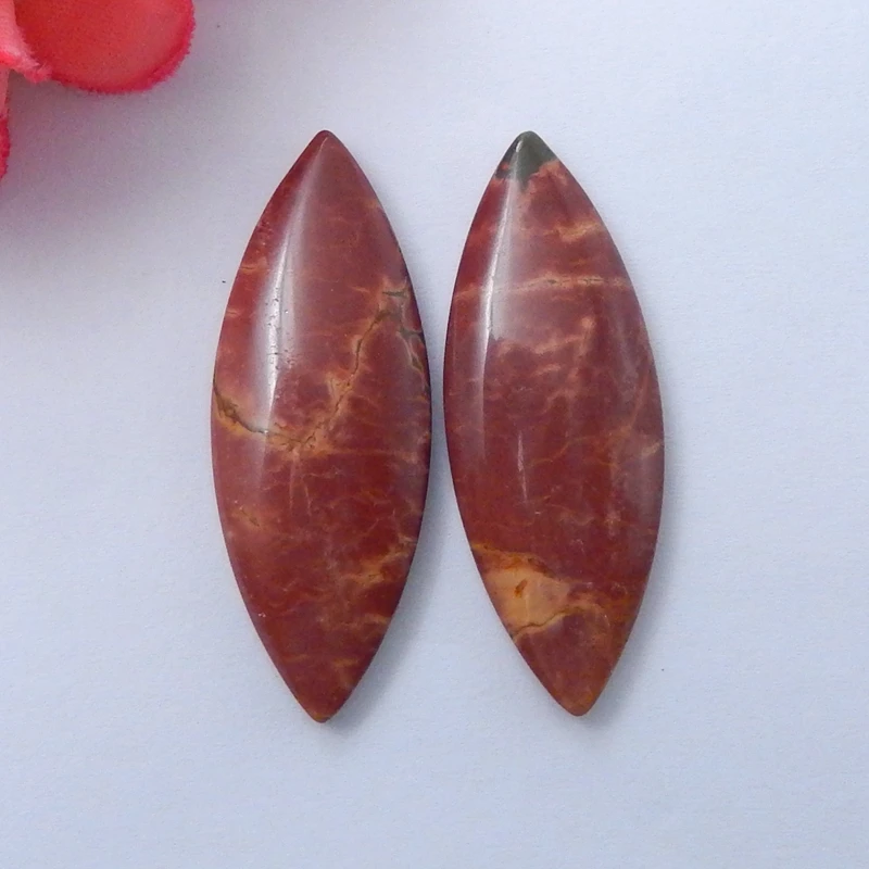 

Beat Design,Natural Multi-Color Picasso Jasper handmade Teardrop Earrings Cabochon Pairs 48x14x5mm,7.3g