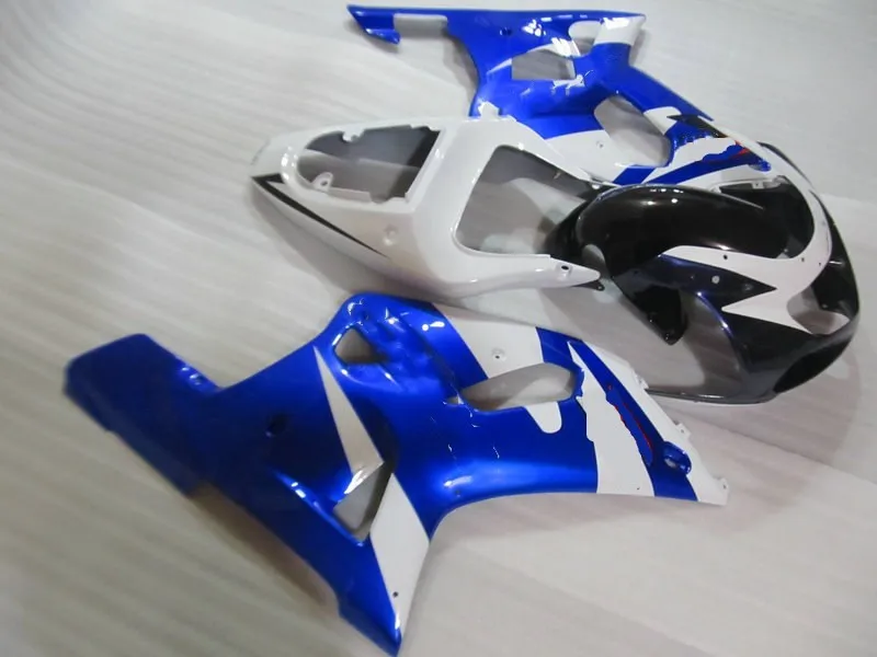 Комплект обтекателей под заказ для GSXR600 750 01 02 03 GSXR 600 GSXR750 2001 2002 2003 ABS белый синий