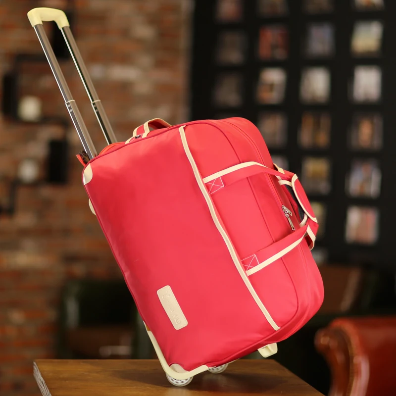 Дорожная сумка женская Большая вместительная мужская сумка на колесиках сумка для багажа Складная Водонепроницаемая сумка для ожидания сумка для хранения дорожная сумка - Цвет: red