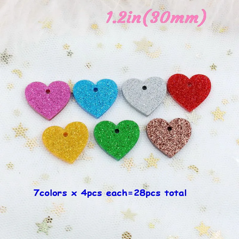 30mm-28pcs 25/30/38/50 мм акриловые сердца для серьги смешанный с блестками «любящее сердце» Подвески Oranments лазерная резка эко-AC1061 - Окраска металла: 30mm-28pcs