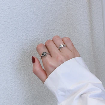 

S925 Sterling Silver Crown Rings For Women Gothic Wedding Vintage Dainty Adjustable Ring Designer Fashion Love