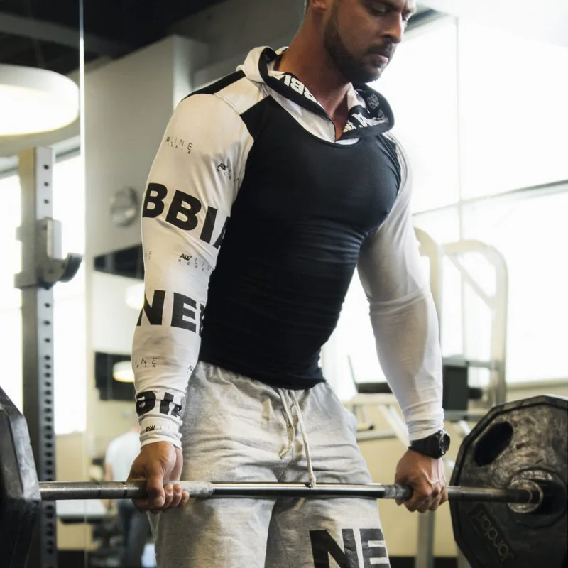 

Men Gyms Thin Stretch Hoodies Fitness Sweatshirt Pullover Workout Hooded Sportswear Leisure Autumn
