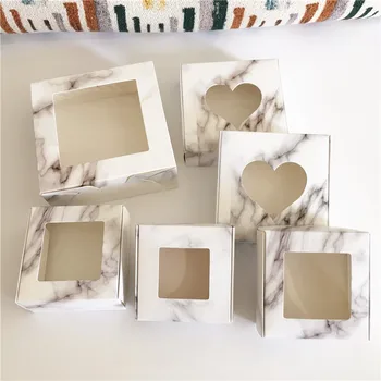 

24PCS Marble Style Clear PVC Window Aircraft Handmade Gift Boxes Kraft packaging box