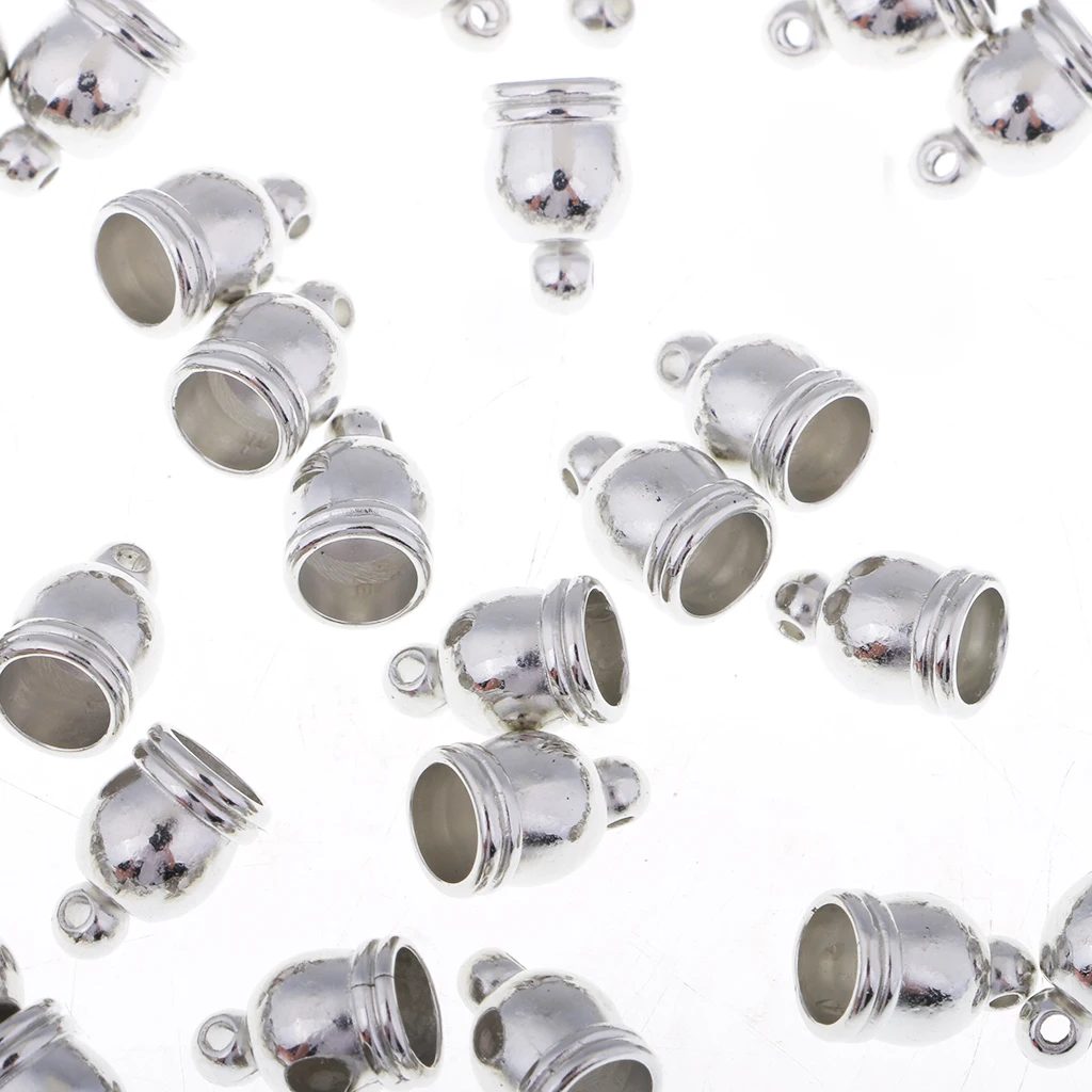 100Pcs End Cap Bead Stopper fit 6mm Leather Cord Jewellery Findings silver color