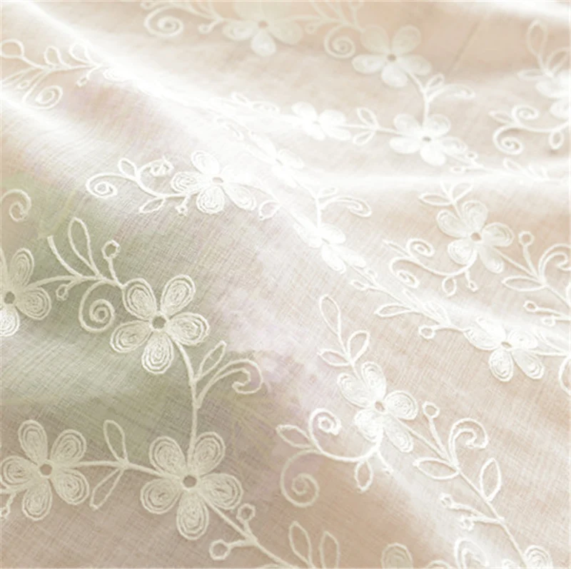 Белый вышитый цветок тюль для гостиной Белая Прозрачная Вуаль Форма сливы вышивка оконные шторы тюль пряжа X-pj0015-17#40