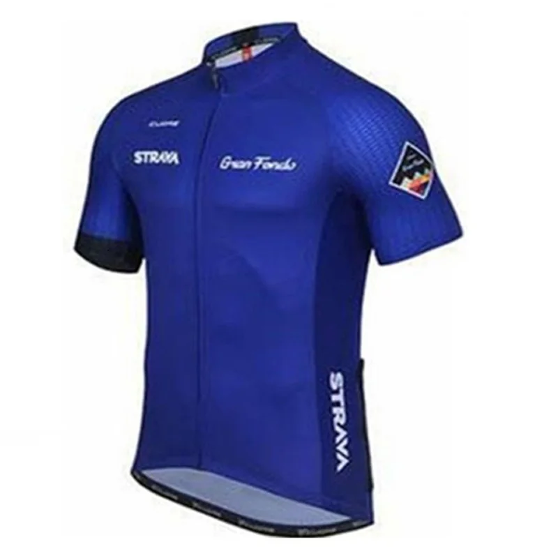 

LairschDan 2019 STRAVA Men's high quality Pro team MTB Summer Cycling Jersey Short Sleeve Cycling Team Clothing Biking Tops Blue